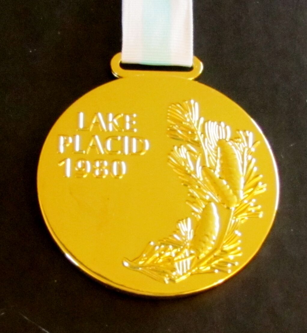 1980 Lake Placid Winter Olympics Gold Medal With Silk Ribbon & Storage Pouch