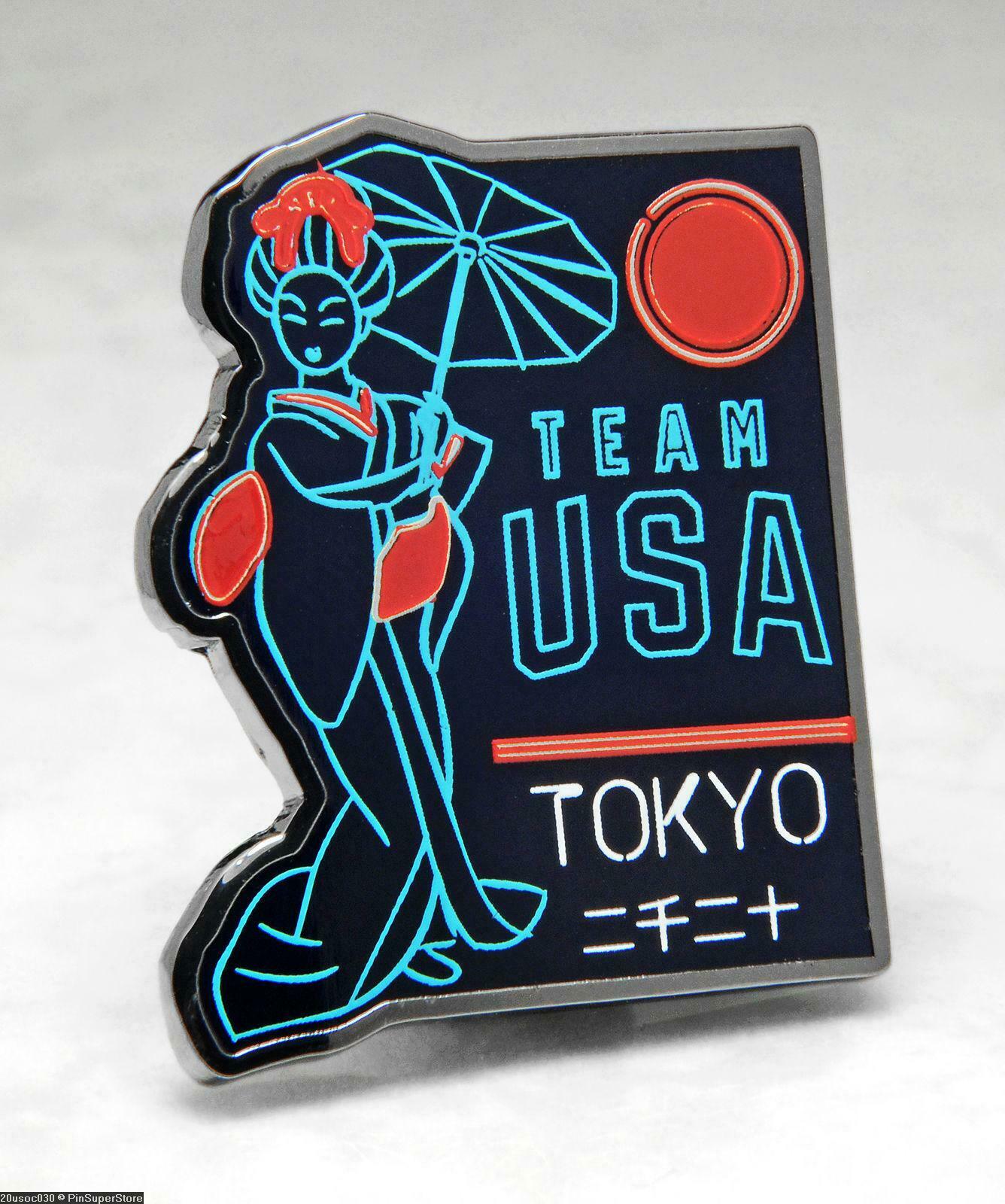 Olympic Pins Badge 2020 Tokyo Japan Neon Team Usa Usoc Geisha Girl Logo